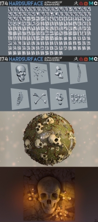 174 Hardsurface alpha masks of human bones 174组骷髅骨骼雕刻