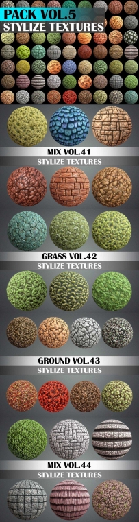 CGTrader – Stylized Texture Pack – VOL.5 高清贴图材质309张