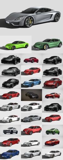 保时捷汽车模型 Porsche Car 3D Models Collection 2013-2021