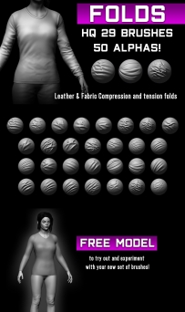 29 HQ Brushes - Fabric Compression Wrinkles Folds zb衣服褶皱笔刷