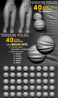 Leather & Fabric Tension Folds 1.1 Brushes 裤子褶皱笔刷