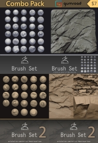 石头笔刷包 Custom Zbrush Brush Combo Pack