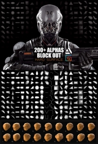 硬表面物体Gumroad – Zbrush 200+ Alphas Block Out Hard Suface